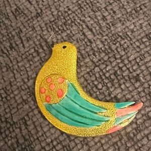 Vibrant Gold and Green Bird Accessory